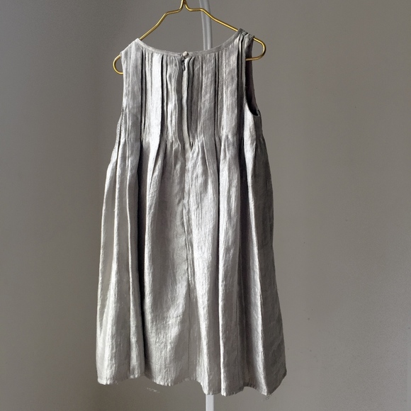 girls tea party tafetta chiffon silver sleeveless dress 6 7 - Picture 2 of 5